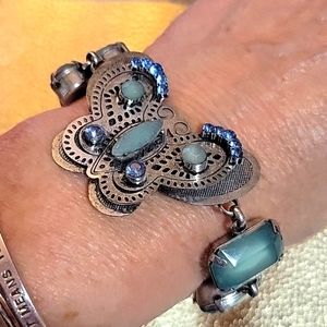 Aqua /Silver Butterfly Jewel Bracelet